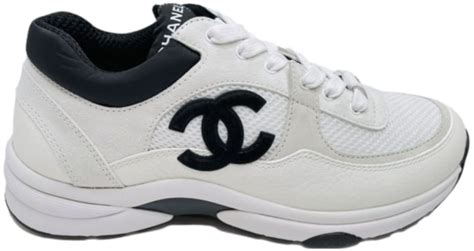 chanel low top trainer suede white black|chanel suede trainer white black.